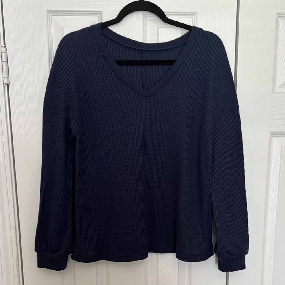 Navy V-Neck Women's Top